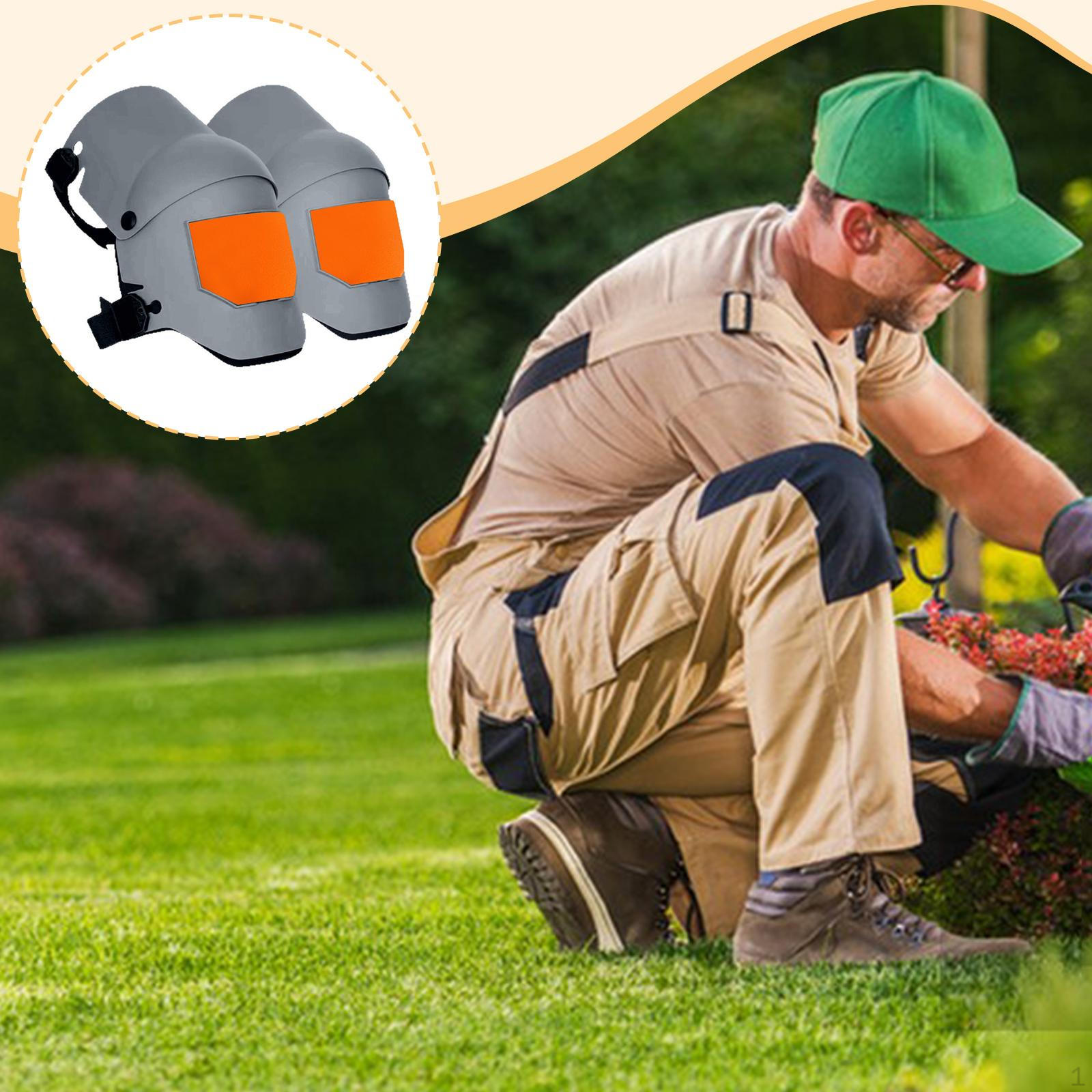 

2 Pieces Knee Pads Gear Accessories Heavy Duty for Adults Floor and Carpet Cleaning Gray Orange