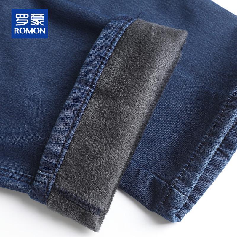 ROMON Men's Fleece-Lined Straight Leg Jeans