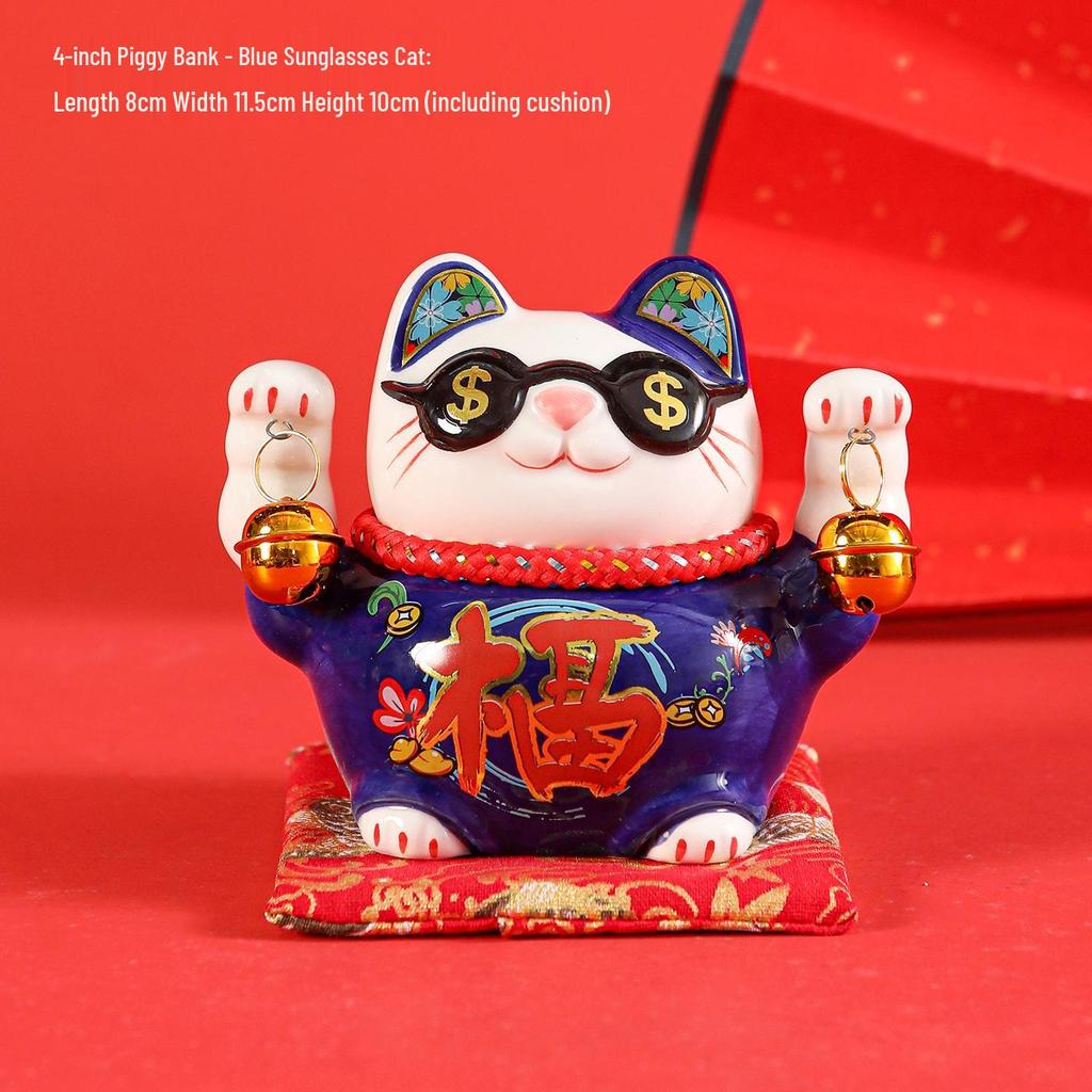 Creative Ceramic Lucky Cat Piggy Bank - Chinese Style Fortune Decor Gift