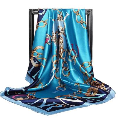 90 *90cm Neck Scarf Women Fashion Handkerchief Small Shawl Silk Satin Hair Female Square Headband Bandana Head Muffler Beach Wrap