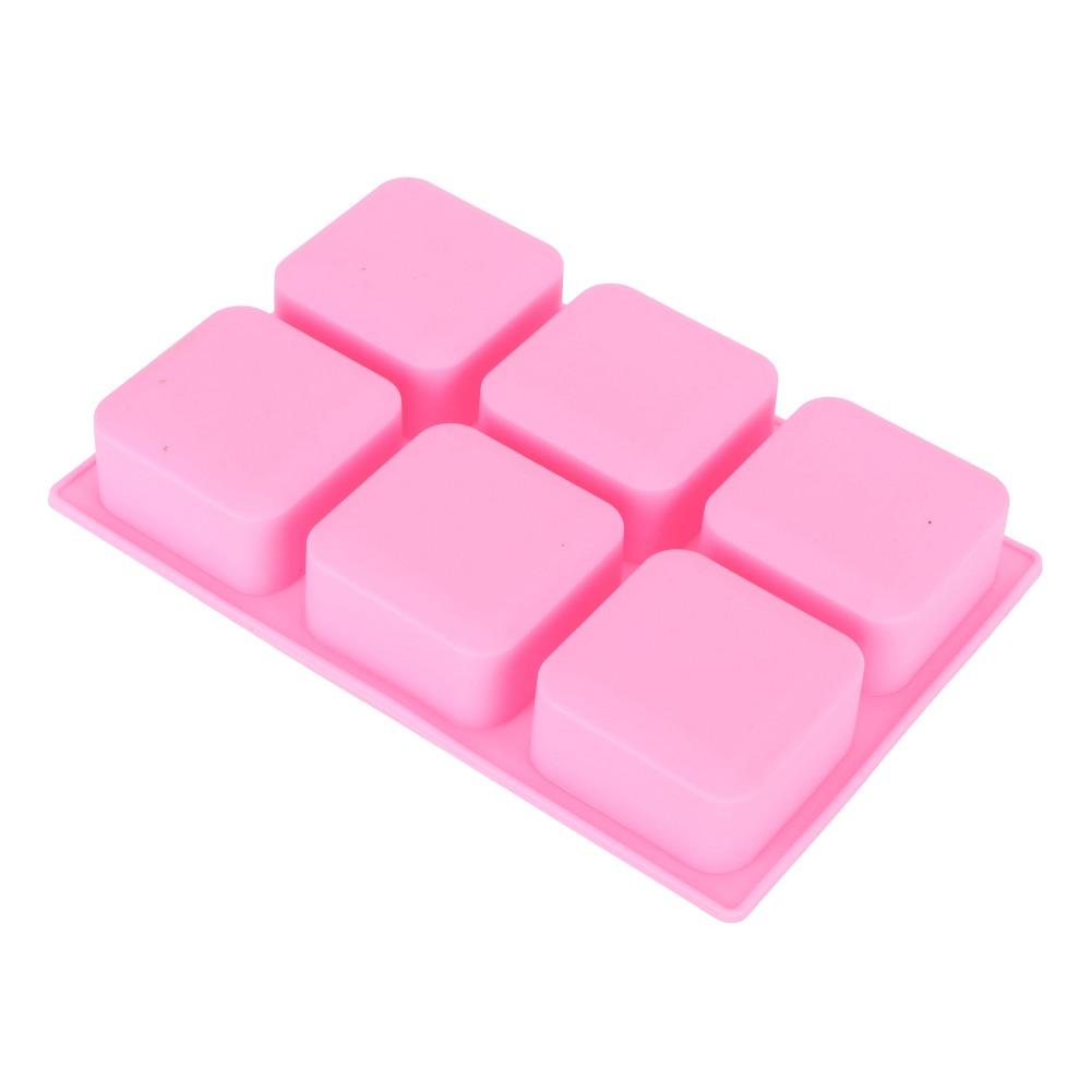 Silicone Silicone Cake Mold 6 Cavity Non-Stick Silicone Soap Mold 6‑Grid Square Square Shape DIY Soap Mold