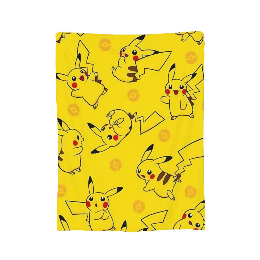 Pokemons Cartoon Pikachu Blankets Fleece Spring Autumn Portable Soft Throw Blankets for Sofa Couch Quilt