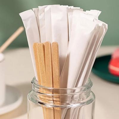 100Pcs Durable 14/18cm Coffee Stirrer Sticks Disposable Single Package Wooden Coffee Stirrers Drinking Stir Coffee Supply