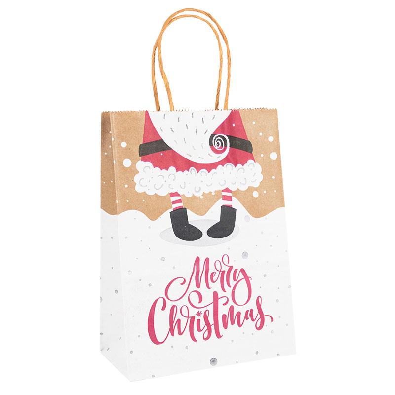 5pcs Kraft Paper Gift Bags Merry Christmas Candy Cookie Packaging Bag Boxes Natal Kids Favors 2025 New Year Party Decoration