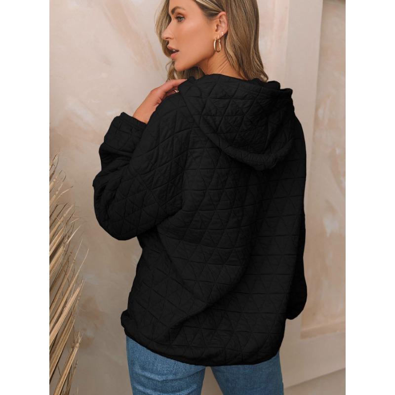 Women S Solid Color Pullover Hooded Sweatshirt With Pockets Casual