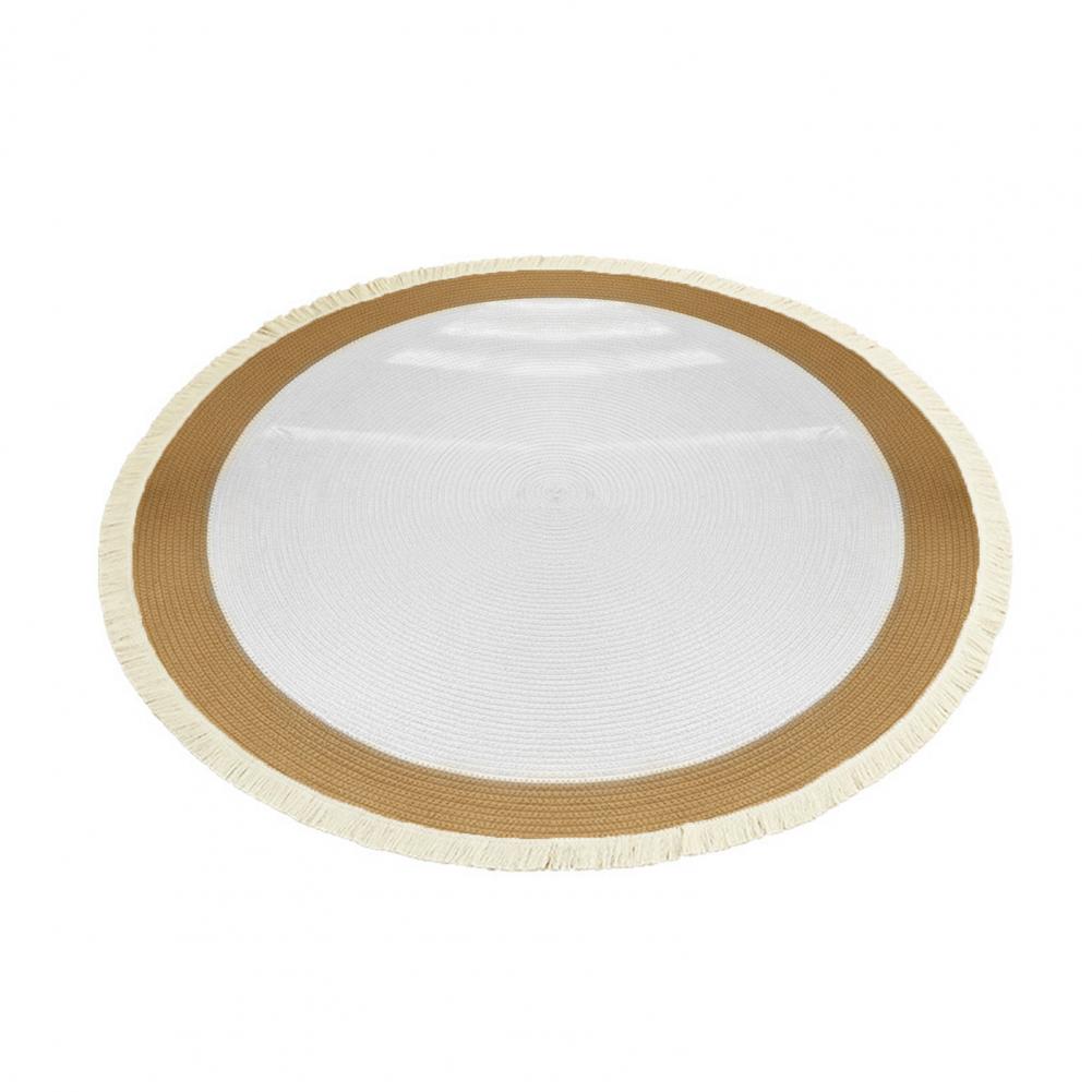 Braided Round Area Rug Vintage Cotton Rope Floor Mat with Fringe Washable Rustic Tassel Carpet for Living Room Bedroom