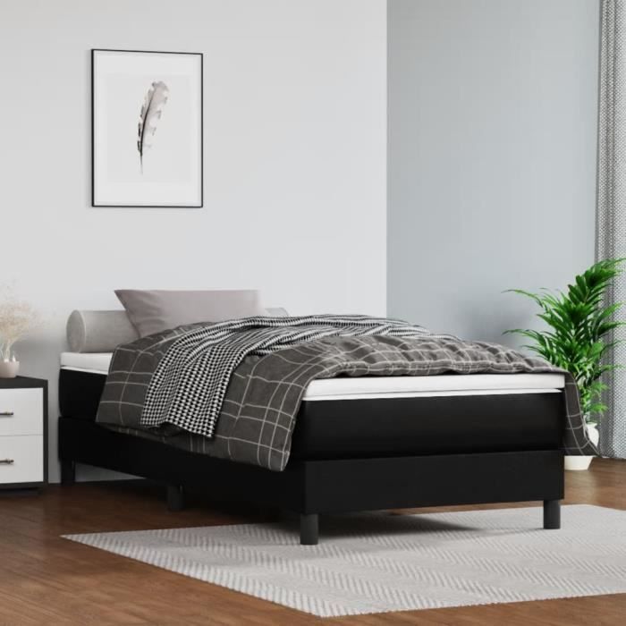 347702 vidaXL Pocket Spring Bed Mattress Black 90x190 Cm Thickness 20 Cm Faux Leather