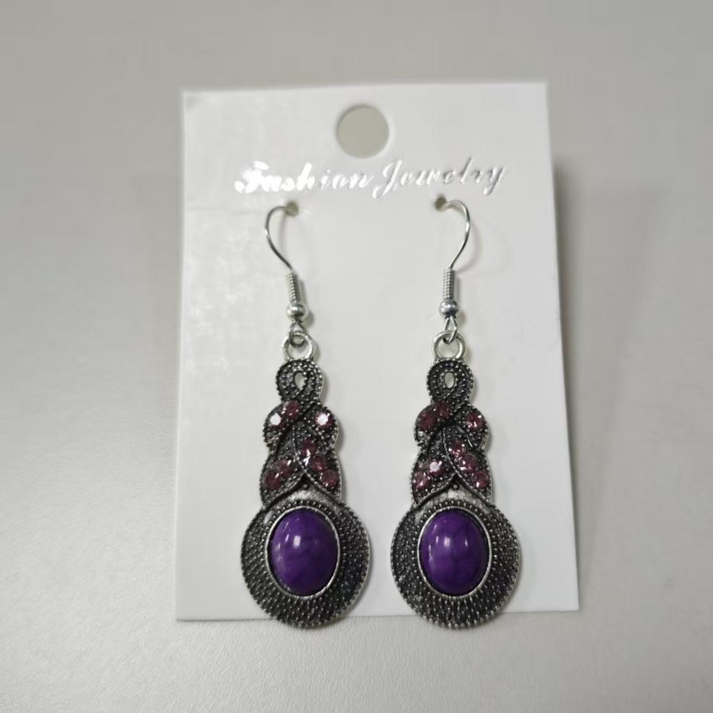 Popular earrings, European and American creative alloy earrings, bohemian round oil drop earrings, ethnic style jewelry