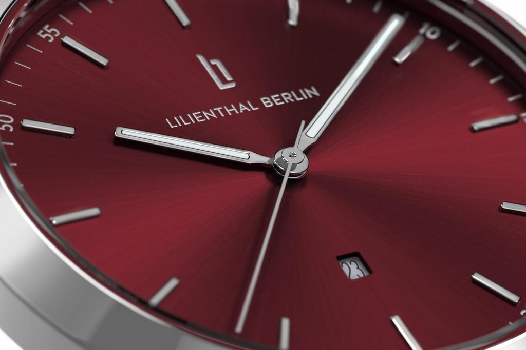 Lilianthal Berlin Silver Watch with Date Made In Men's Display, Germany, H01-108-B043AS