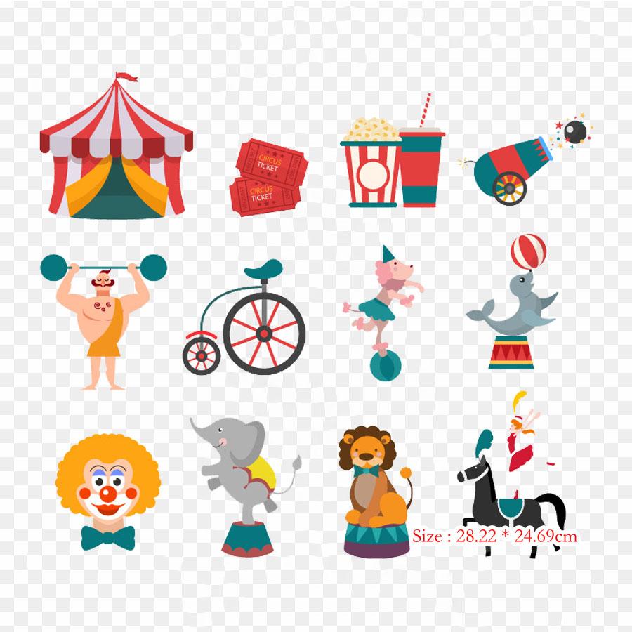 Circus Horses Horse Circus Iron On Heat Transfer Printing Vinyl Patches Sticker for Clothes DIY Appliques Washable Patches