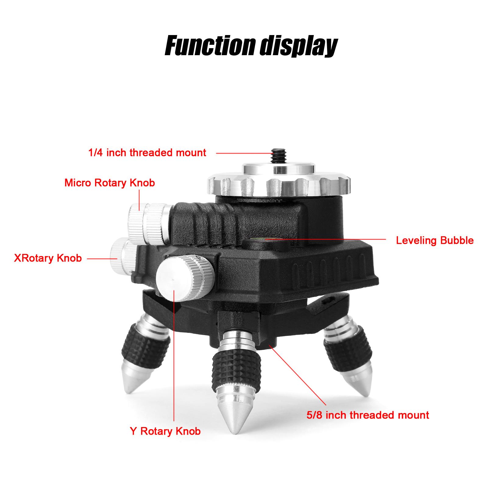 360° Rotatable Aluminum Alloy Bracket Base 1/4 Interface Fine Adjustment Tripod Stand for Laser Level Aluminum alloy