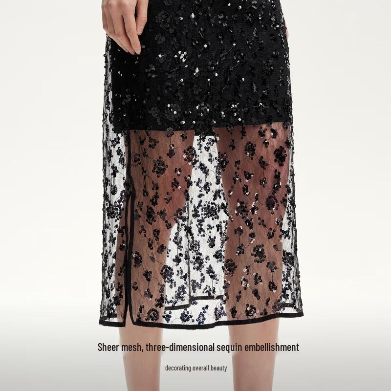 Veromoda 2025 Spring Sequin Embellished Sleeveless Slip Dress