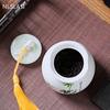 Chinese Bamboo Leaf Pattern Ceramics Tea Caddy Tieguanyin Containers Travel Portable Tea Box Sealed Jar Coffee Spice Organizer