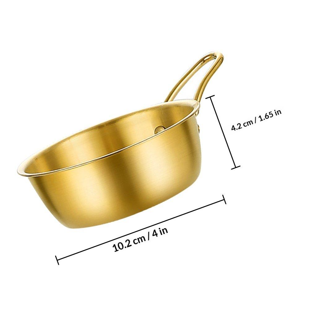 2Pcs Korean Small Bowls Rice Wine Stainless Steel Bowls Handle Design Hot Wine Soup Ramen Party Household Korean Small Bowl