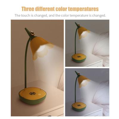 Flower Shape Lampshade Desk Lamp with 3-Level Color Temperature Touch Switch LED Soft Light Eye Protection 360 Degree Adjustable USB Powered Reading
