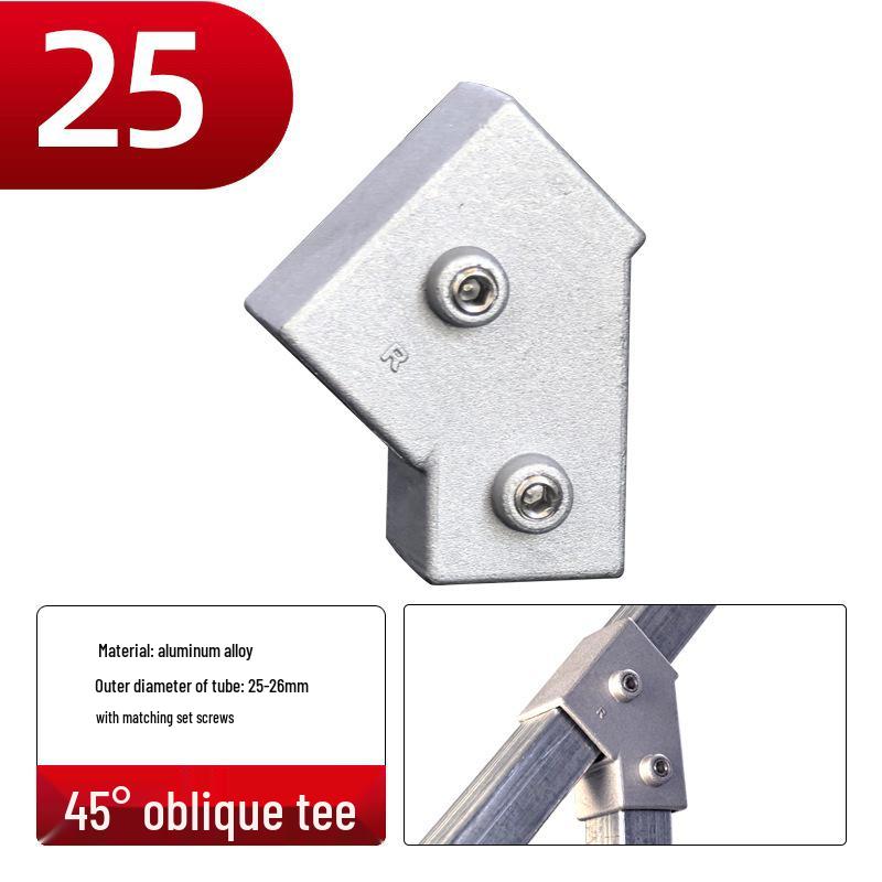 Galvanized Aluminum Alloy Square Tube Connector Fastener Joint, 20/25/30mm