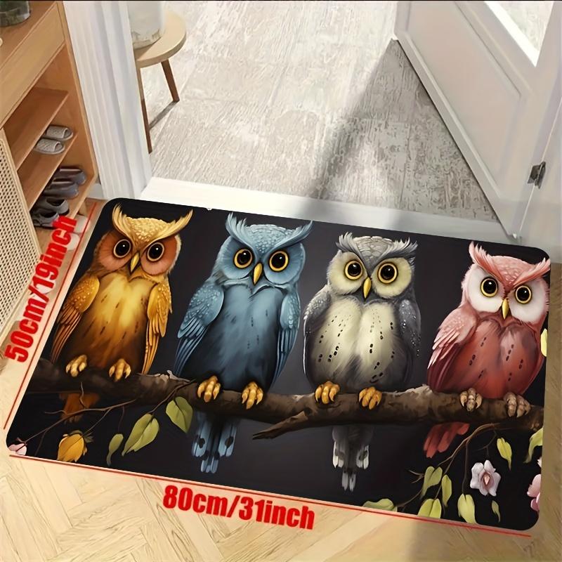 1Pcs Anti Fatigue Kitchen Rugs,  Cute Owls On The TreeWaterproof Non-Slip Thick Cushioned Kitchen Mat Heavy Duty Comfort Standing Mat for Kitchen