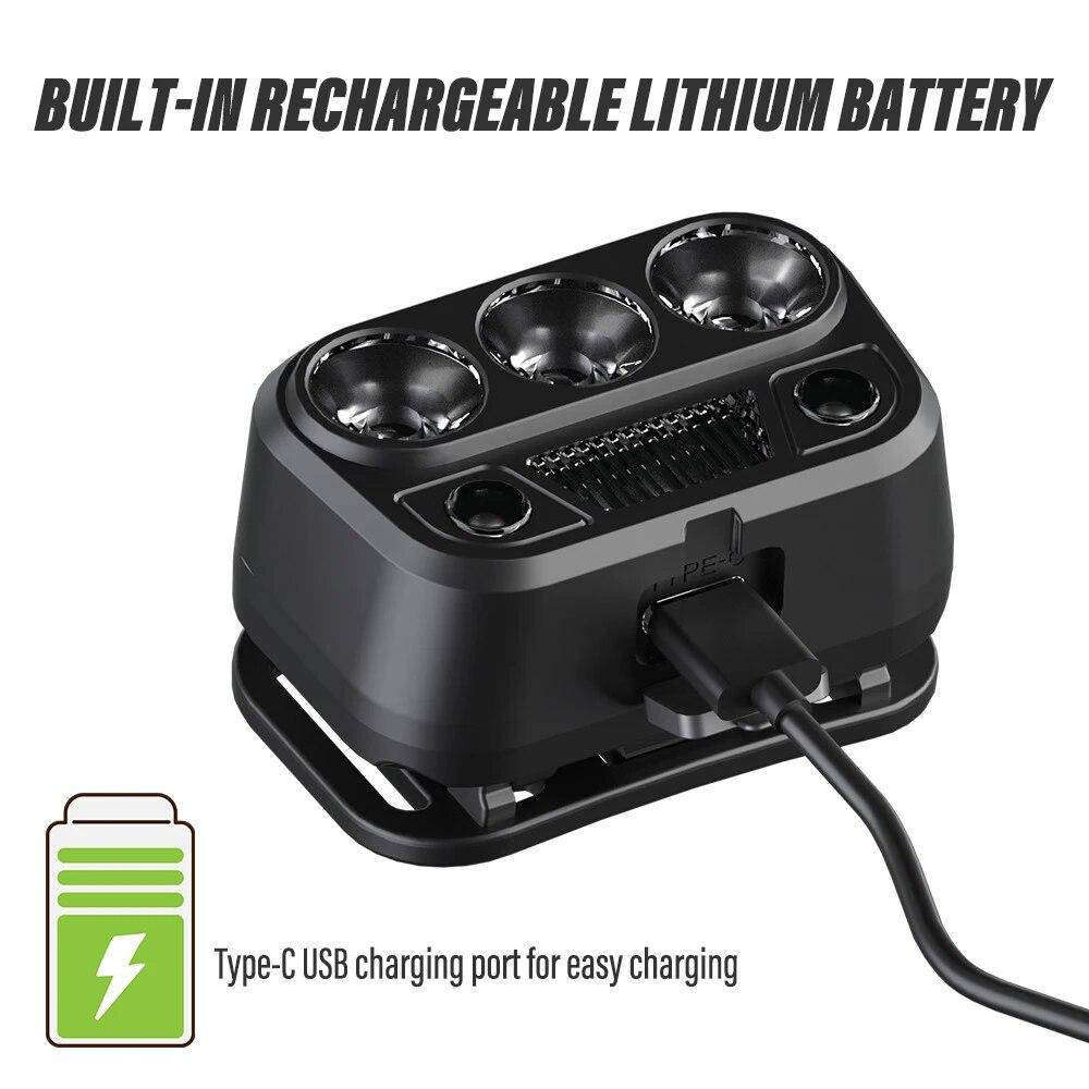 Lightweight Fishing LED Headlamp Rechargeable Headlight Support White/Warm Yellow/Red Three Light Colors Waterproof Lamp