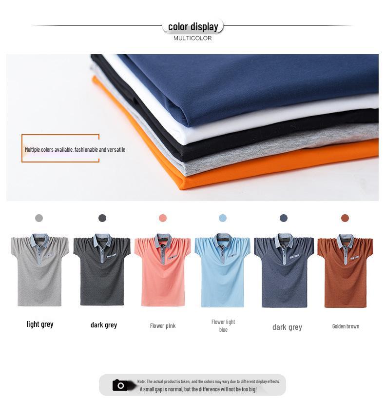 Men's Short Sleeve Turn-Down Collar Polo Shirt, Extra Large, Big Size - Hot-Selling Top