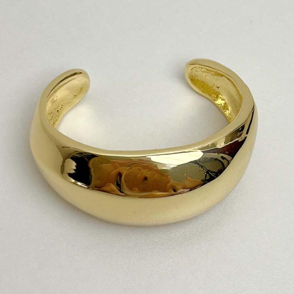 Glossy Surface Curve Wide Open Bangle Exaggerated Women's Wrist Jewelry  Festival Gifts