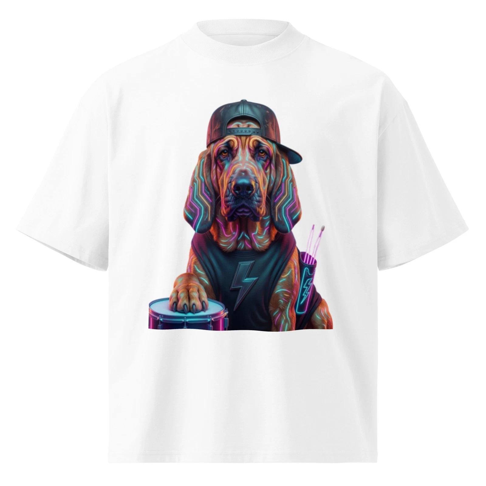 

Born to Drum Neon Dog Oversized Graphic Tee L