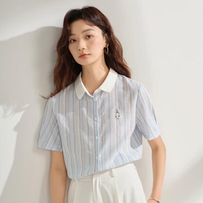 INMAN Women's Striped Collared Shirt