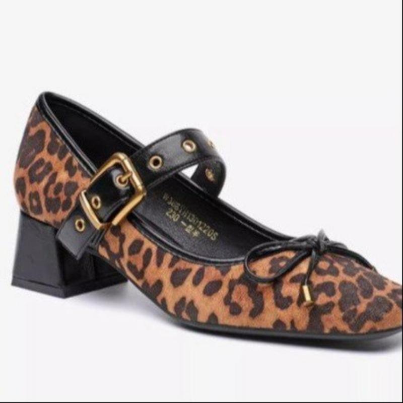 

Fashion Women s Fashion Thick Heel Shoes Spring Square Head Shallow Mouth Suede Butterfly Knot Anti-slip Wear-resistant High Heels 40