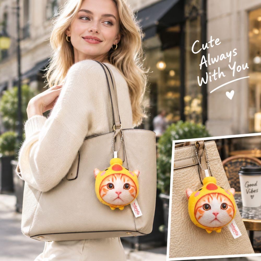 Food Style Kitten Pendant Plush Cartoon Cat Doll Gifts Keyring Pendant  Bag Hanging Ornament