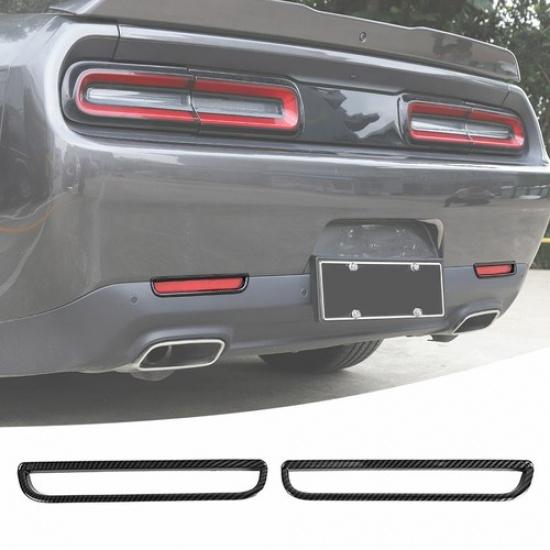 2X Rear Fog Light Lamp Trim Decor Cover for Dodge Challenger 2015+ Carbon Fiber