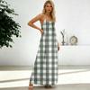 Women's Fashion Backless Spaghetti Strap Casual Loose-Fit Plaid Print Dress
