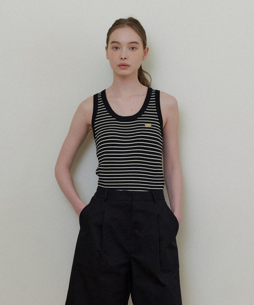THE PENNY Stripe Sleeveless Knit - Black