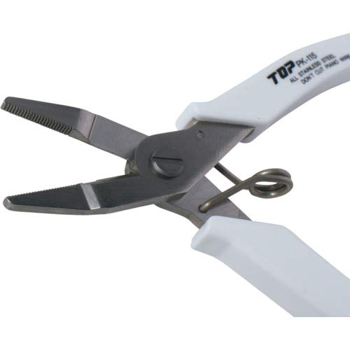 TOP Mini Radio Pliers, 4mm Tip, Non-serrated, Spring-Loaded, Cuts Wire 0.18-1.6mm, Stainless Steel, PK-115, Made In Tsubame-Sanjo, Japan
