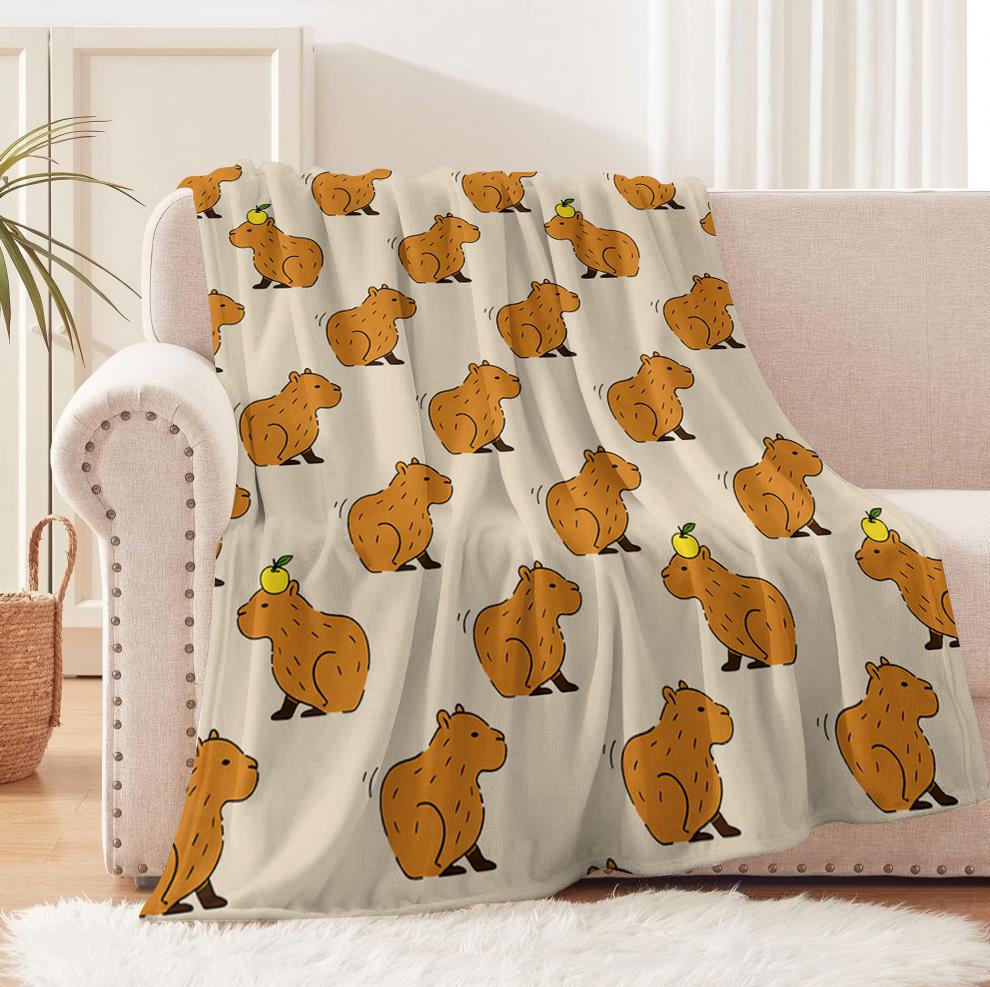1 Stück Süßes Capybara Kunst Süße Tiere Decke Flanell Dünne Decken für Zuhause Büro Reisen Camping Perfekte Geschenke Ganzjahresnutzung