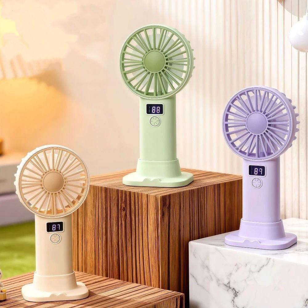 Compact Digital Display Fan Stable Base Portable Desktop Fan USB Rechargeable Fan  Summer Use