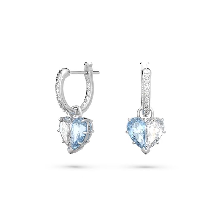 Swarovski Gema Symmetrical Water Drop Heart Earrings Women earrings Silver Blue 5653565 Box (Random Color)