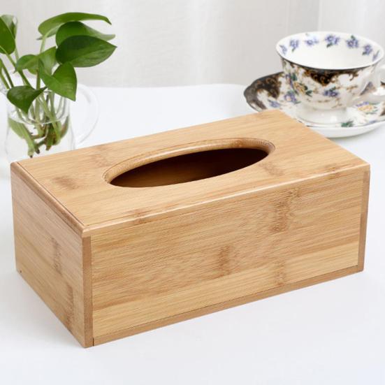 Wooden Cubic Rectangular Tissue Storage Box Paper Case Home Hotel Napkin Holder