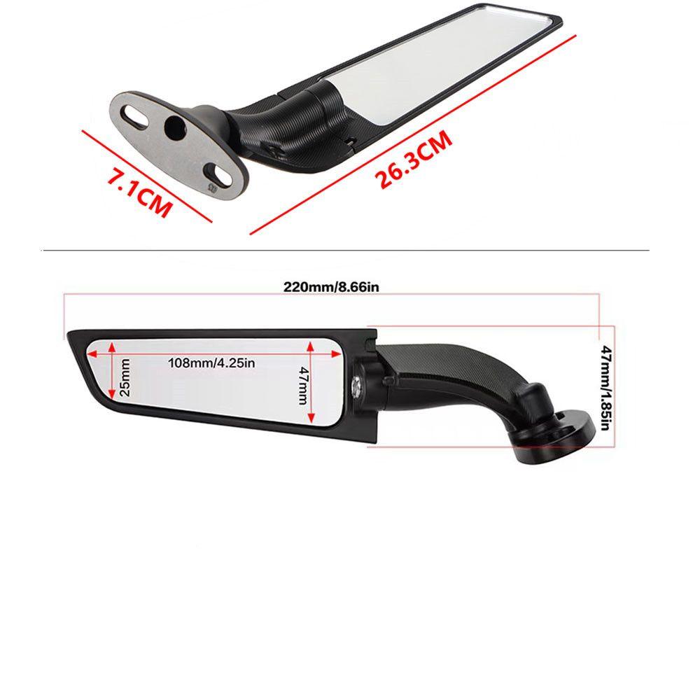 For HONDA Kawasaki Suzuki Yamaha BWM Motorcycle Mirrors Modified Wind Wing Adjustable Rotating Rearview universal
