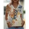 vintage women leopard print t shirt stripe short sleeve v neck tops comfortable t-shirts