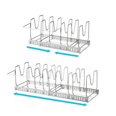 Steel Adjustable Pot Lid Rack Wall Mounted Organizers For Kitchen Storage Solution with Tool Easy Setups for Kitchen Use