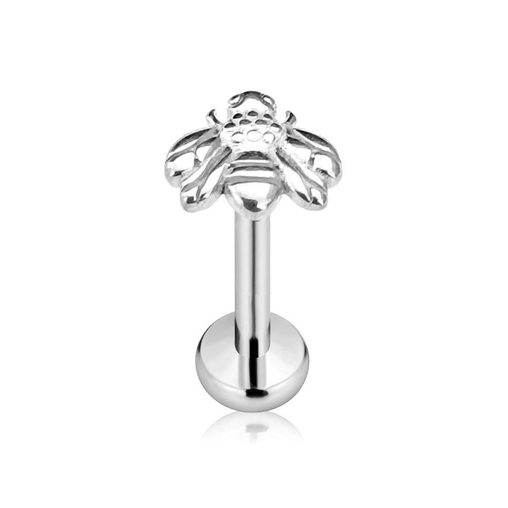 ASTM F136 G23 Titanium Snake Bee Drop Threadless Piercing Moon Cross Push In Labret Stud Flower Leaf Pin Daith Conch Earring 16G
