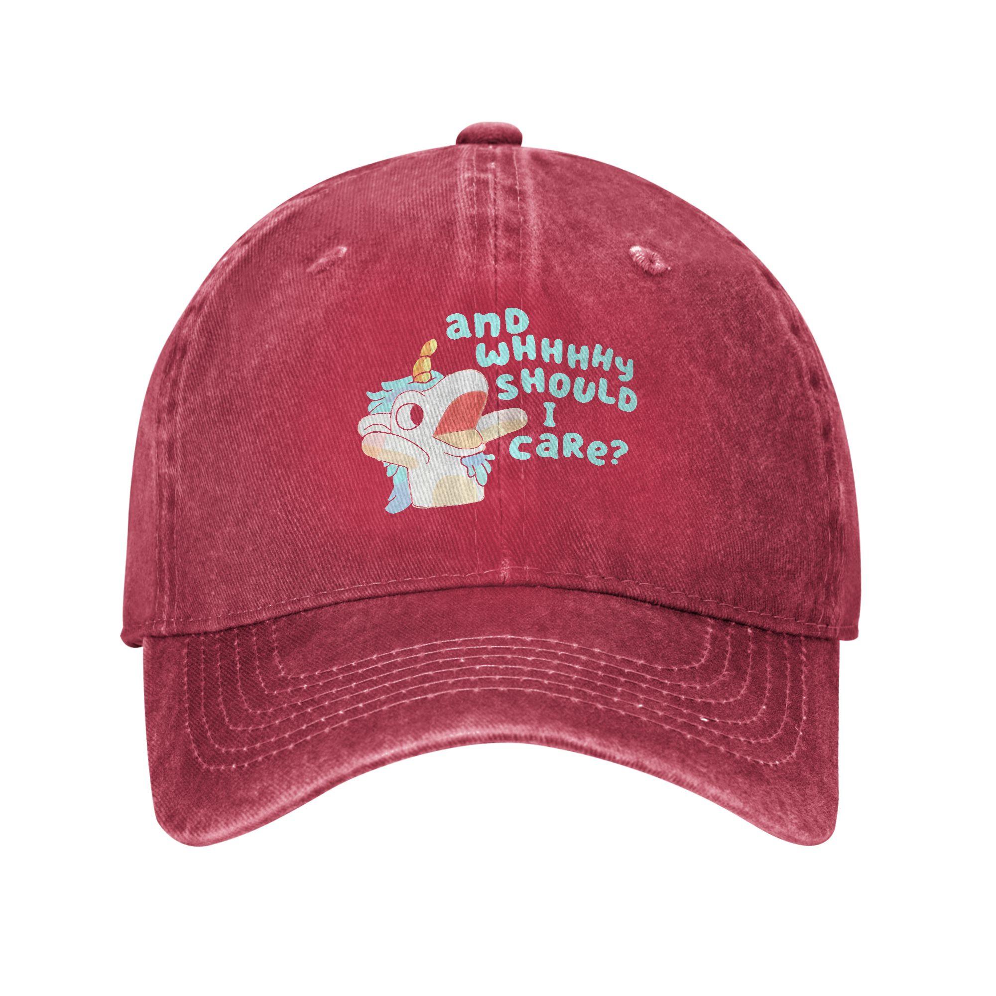 Annnd Why Should I Care Unicorn Casual Baseball Cap Hunting Camping Trucker Hat Summer Unisex Unisex Baseball Caps One Size