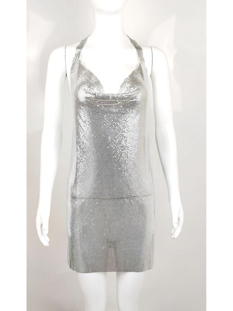 Cross-border European and American deep V slit suspender skirt with metal wire cloth sequin dress, perfect for nightclub and celebrity events.