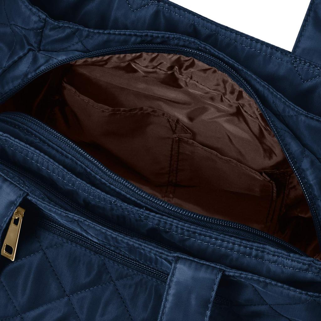 Harvest Moon Quilted Tote Bag with Multiple Storage, 4768, Navy