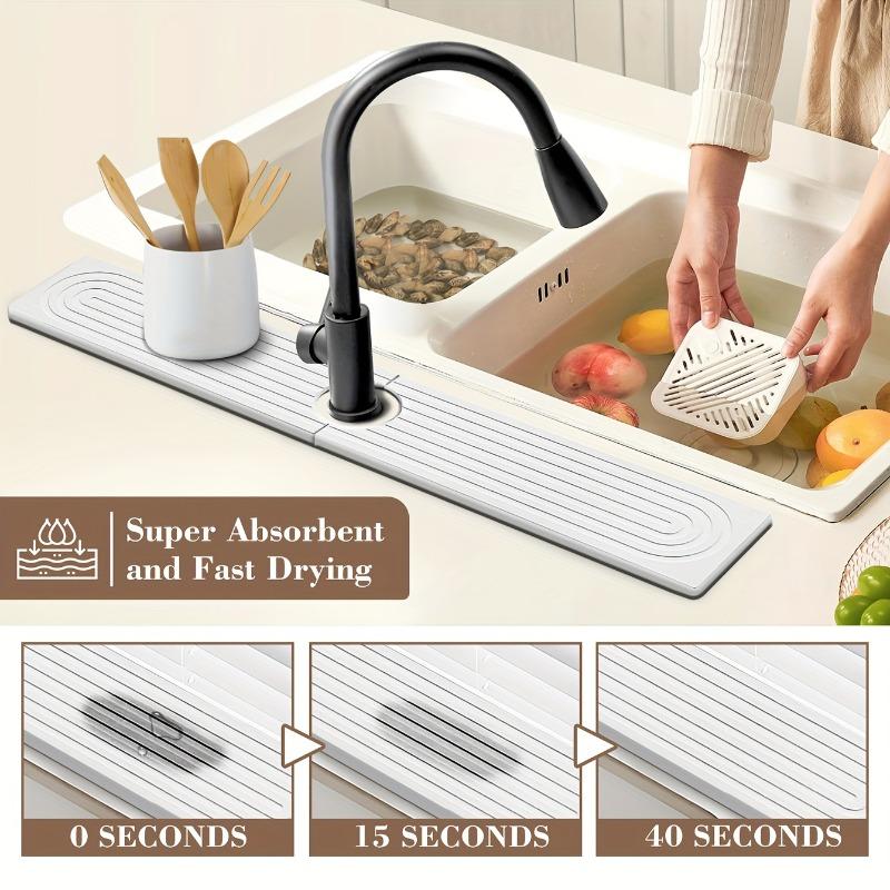 2-Pack Diatomite Faucet Pads Set Fast-Absorbent Quick Dry Bathroom Sink Mat for Kitchen Countertop Sink Cover