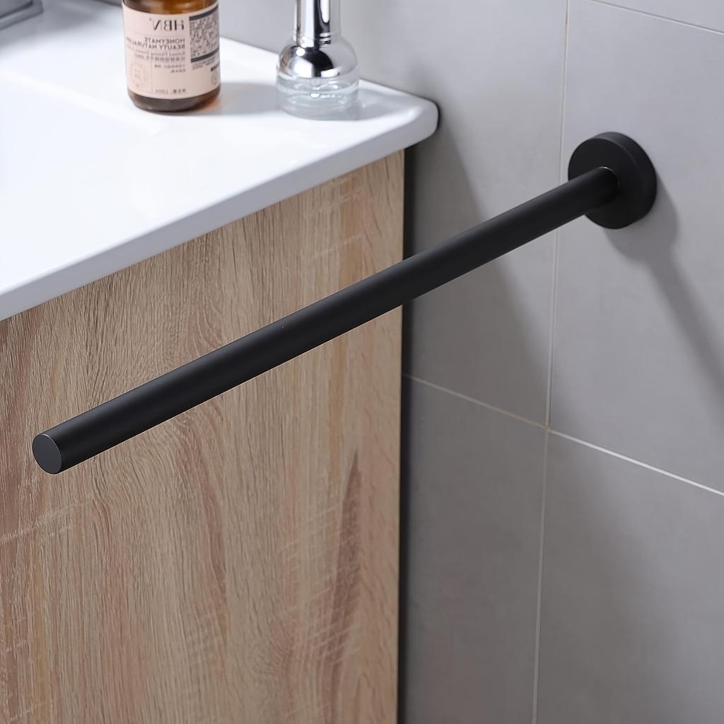 Stainless Steel Towel Bar for Bathroom, Wall-Mounted Towel Rack, 15.75inch Long, Available in Black Brushed End