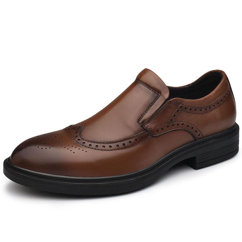 Fashion Men Genuine Cow Leather Brogue Wedding Business Mens Casual Flats Shoes Luxury Brand Oxford Shoes for Men's Shoes Platform Shoes