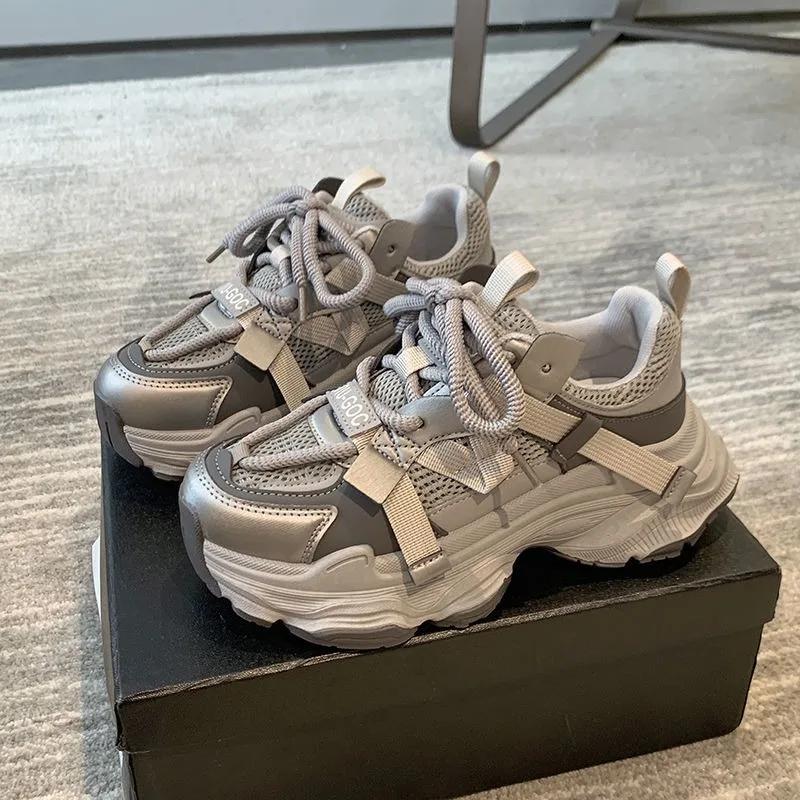 Fashion 2025 Ladies Shoes Mesh Women's Vulcanize Shoes Outdoor Platform Lace Up Women Sneakers Breathable Versatile Casual Shoes Zapatos