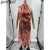 BITCED Sleek and Sophisticated Women's Sleeveless Strappy Printed Satin Dress