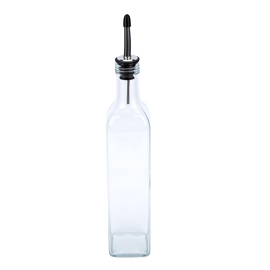 500ml Oil Dispenser Bottle Clear Glass Olive Oil Dispenser Stainless Steel Leakproof Spout Bottle for Kitchen Vinegar