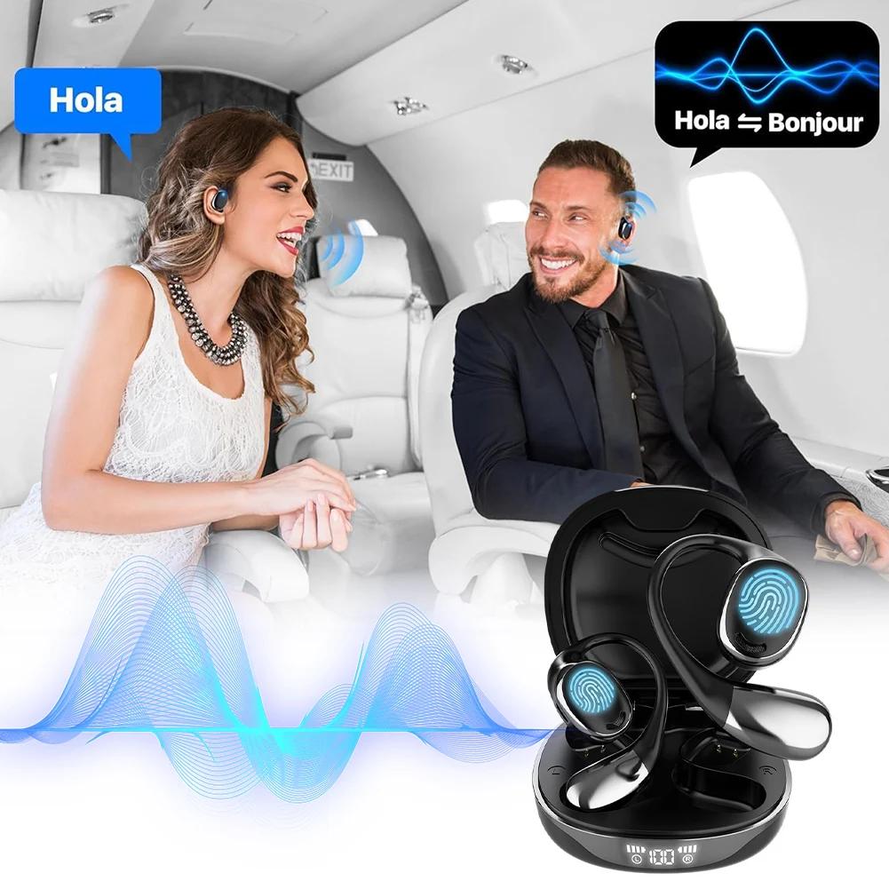 3-in-1 Language Translation Device Real-Time Translation Earbuds 144 Language & Accent Wireless Open-Ear Headphones for Learning
